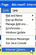 Tools --> Internet Options